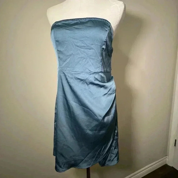 NWT CIDER CINDERELLA blue satin  glam dress L - Picture 3 of 5